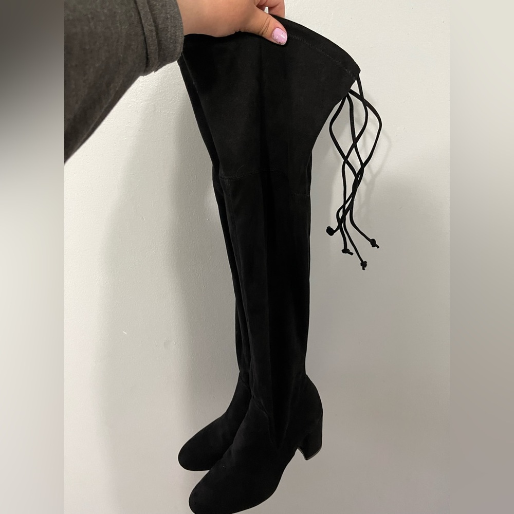 Faux suede high black boots